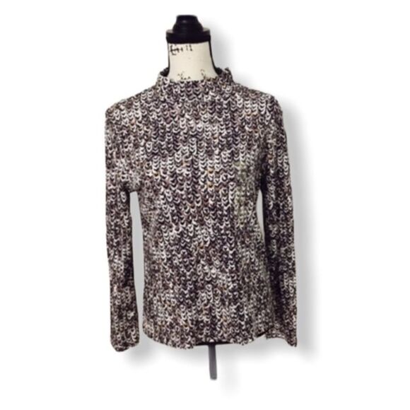 Studio Works Women’s Size MP Long Sleeve Blouse – Heart Print High Neck NWOT - Picture 1 of 4
